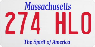 MA license plate 274HL0