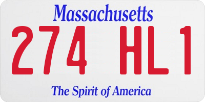 MA license plate 274HL1