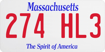MA license plate 274HL3