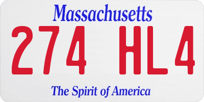 MA license plate 274HL4
