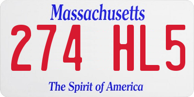 MA license plate 274HL5