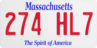 MA license plate 274HL7