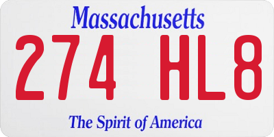 MA license plate 274HL8