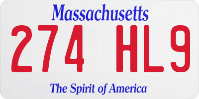 MA license plate 274HL9