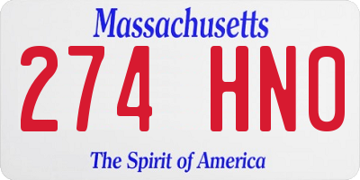 MA license plate 274HN0