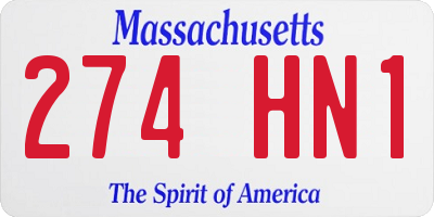 MA license plate 274HN1