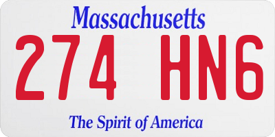 MA license plate 274HN6