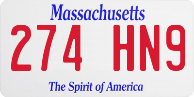 MA license plate 274HN9