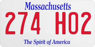 MA license plate 274HO2