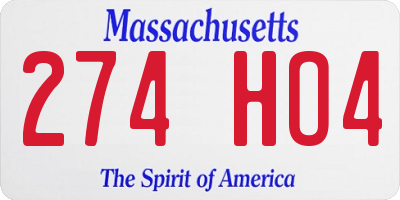 MA license plate 274HO4