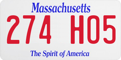 MA license plate 274HO5
