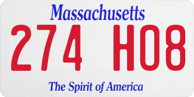 MA license plate 274HO8