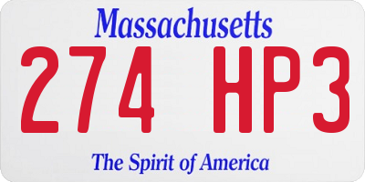 MA license plate 274HP3