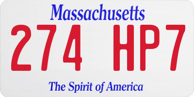 MA license plate 274HP7