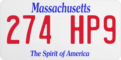 MA license plate 274HP9