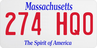 MA license plate 274HQ0