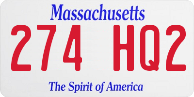 MA license plate 274HQ2
