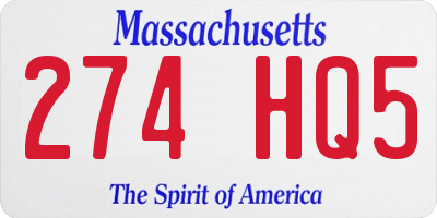 MA license plate 274HQ5