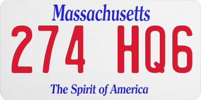 MA license plate 274HQ6