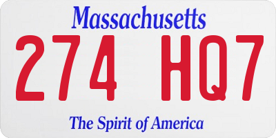 MA license plate 274HQ7