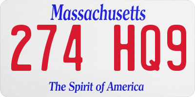 MA license plate 274HQ9