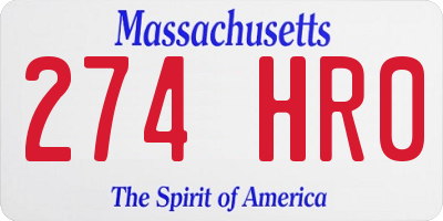 MA license plate 274HR0