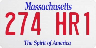 MA license plate 274HR1