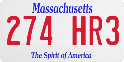 MA license plate 274HR3