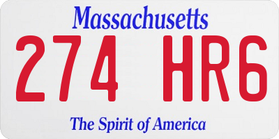 MA license plate 274HR6