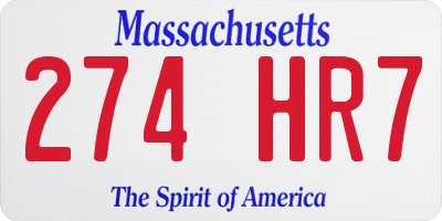 MA license plate 274HR7