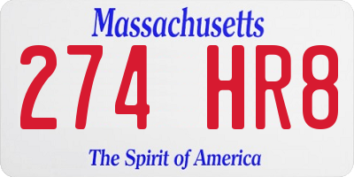 MA license plate 274HR8
