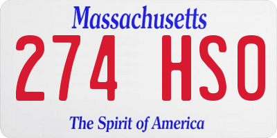MA license plate 274HS0