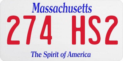 MA license plate 274HS2