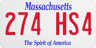 MA license plate 274HS4