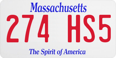 MA license plate 274HS5