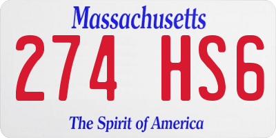 MA license plate 274HS6