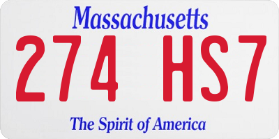 MA license plate 274HS7