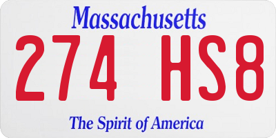 MA license plate 274HS8