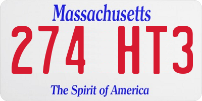 MA license plate 274HT3