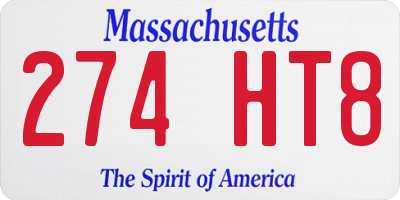 MA license plate 274HT8