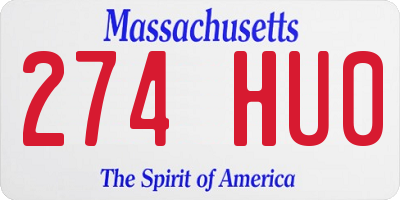 MA license plate 274HU0