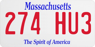 MA license plate 274HU3