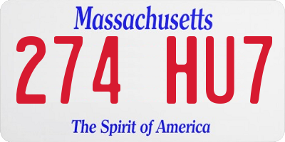 MA license plate 274HU7
