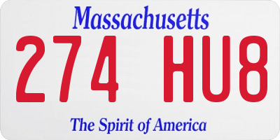 MA license plate 274HU8