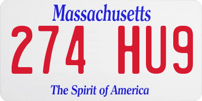MA license plate 274HU9