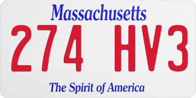 MA license plate 274HV3