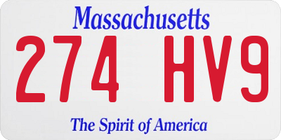MA license plate 274HV9