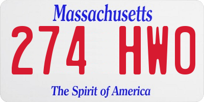MA license plate 274HW0