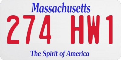 MA license plate 274HW1