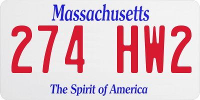 MA license plate 274HW2